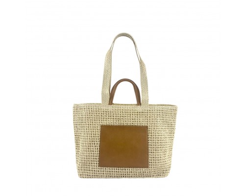 Bolso Tote De Hombro Rafia